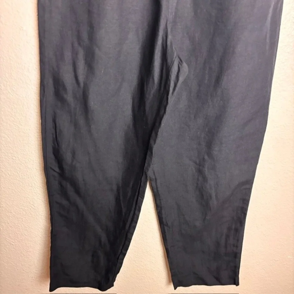 H&M Womens XS Black Linen Blend Pull On Pants Drawstring Relaxed Minimalist